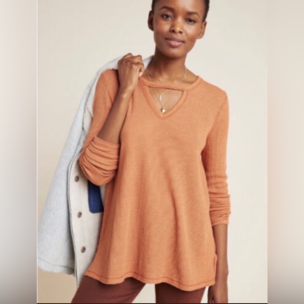 Anthropologie T.La Rust Gold Nadia Cutout Waffle Tunic Women’s Plus Size 1X